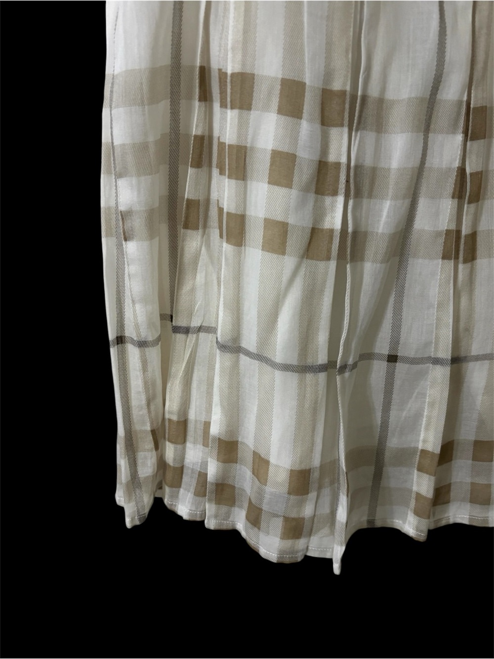 Burberry London 100% Cotton Knee Length Pleated Skirt Sz 8 Novacheck Plaid - Picture 5 of 16